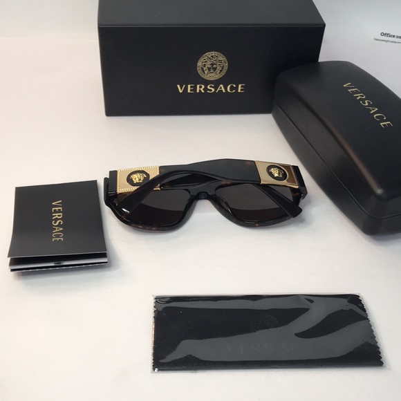 New Authentic- VERSACE Dark Brown Pilot Men's Sunglasses - Picture 11 of 13
